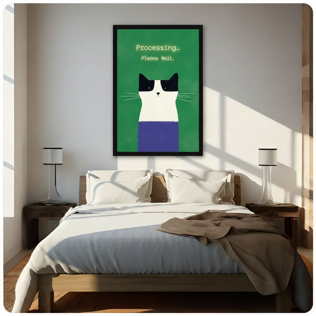 Processing Please Wait Tuxedo Cat Funny Canvas Art