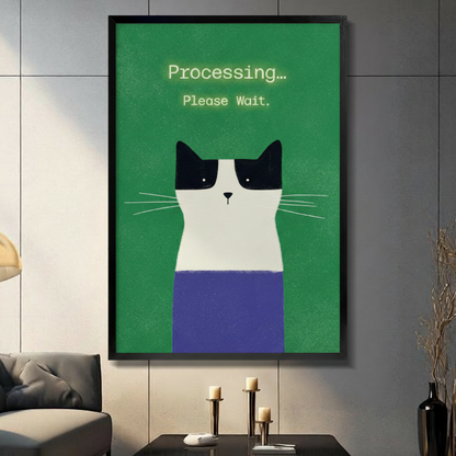 Processing Please Wait Tuxedo Cat Funny Canvas Art