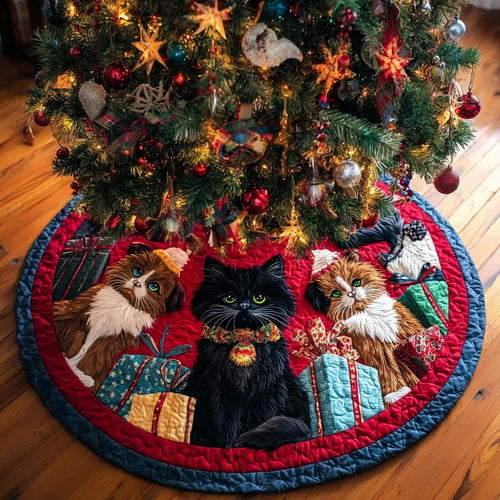 Cat Spirit Christmas Quilted Tree Skirt