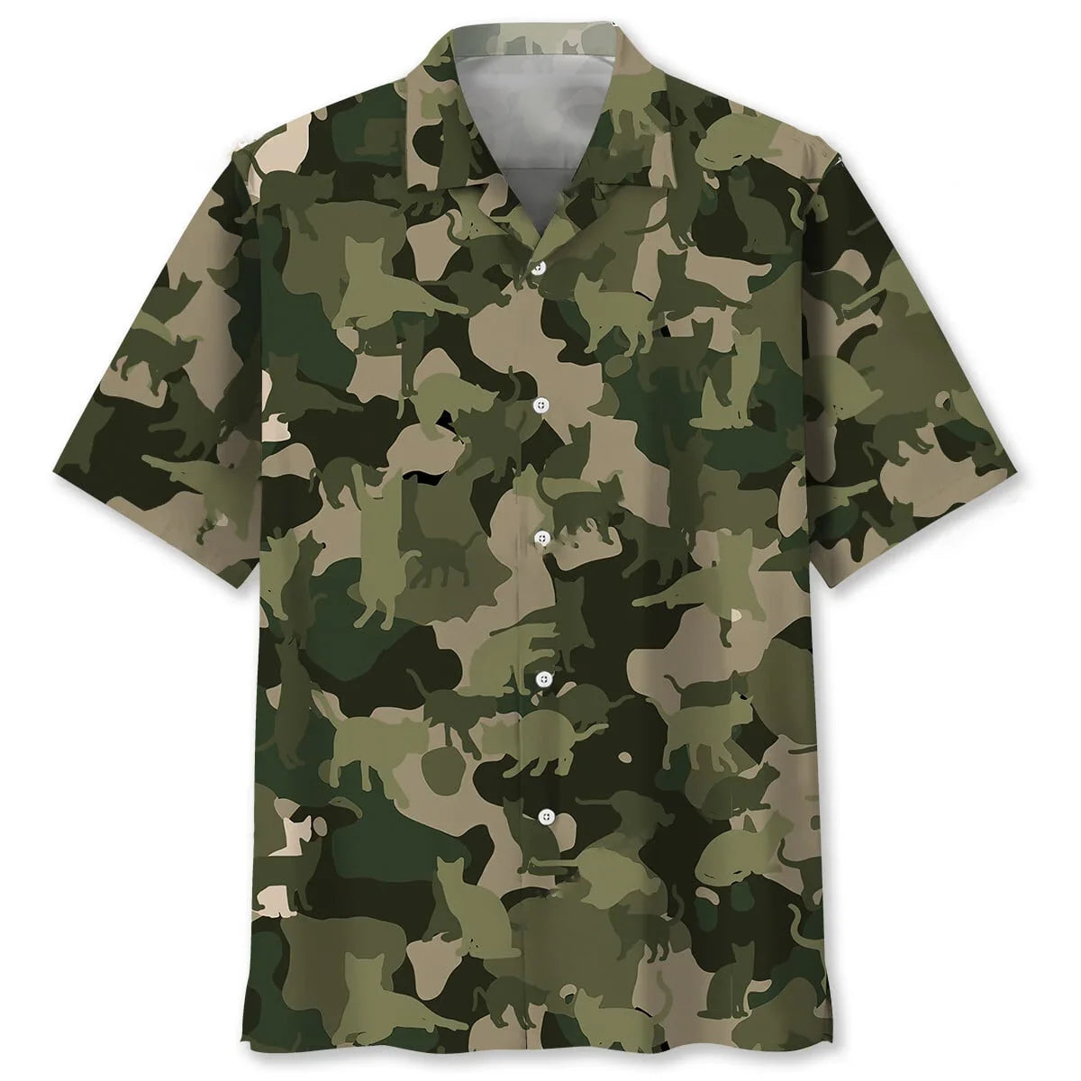 Cat Pattern Hawaiian Shirt - L - hawaiian shirt