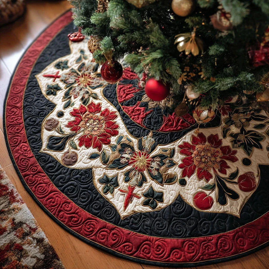 Cathedral Grace Christmas Quilted Tree Skirt