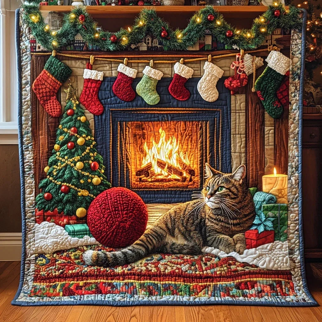 Catnip And Christmas Cheer Quilt Blanket