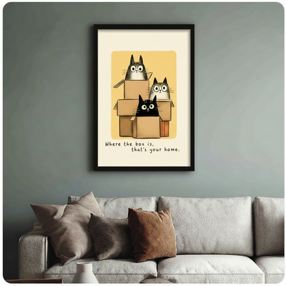 Whimsical Cats in Boxes Canvas Wall Art