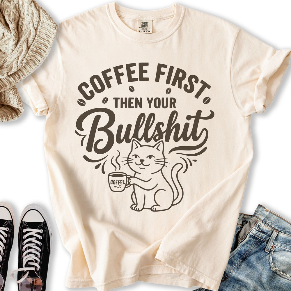 Coffee First Cat Relaxed Tee