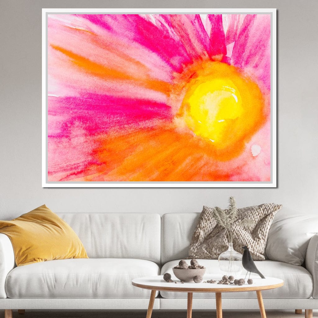 Pink & Orange Watercolor Flower Canvas Wall Art