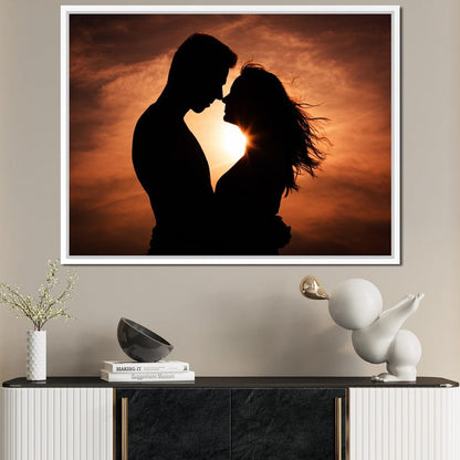 Couple by the Sunset Canvas Wall Art