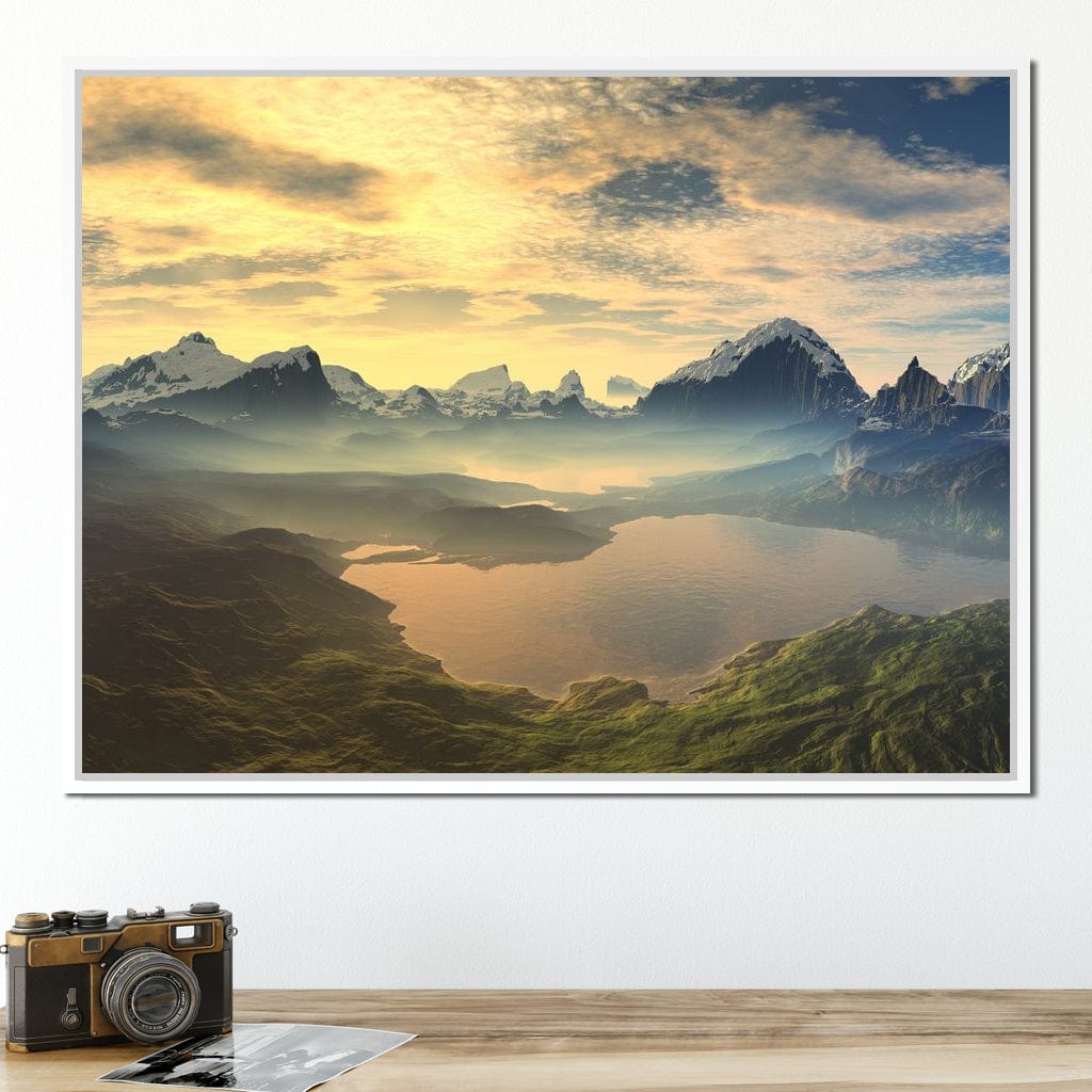 Morning Mist on Serenity Lake Canvas Wall Art