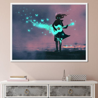 Girl Playing Guitar Canvas Wall Art