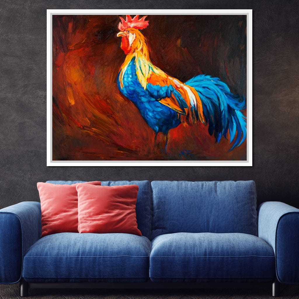 Blue Rooster Canvas Wall Art