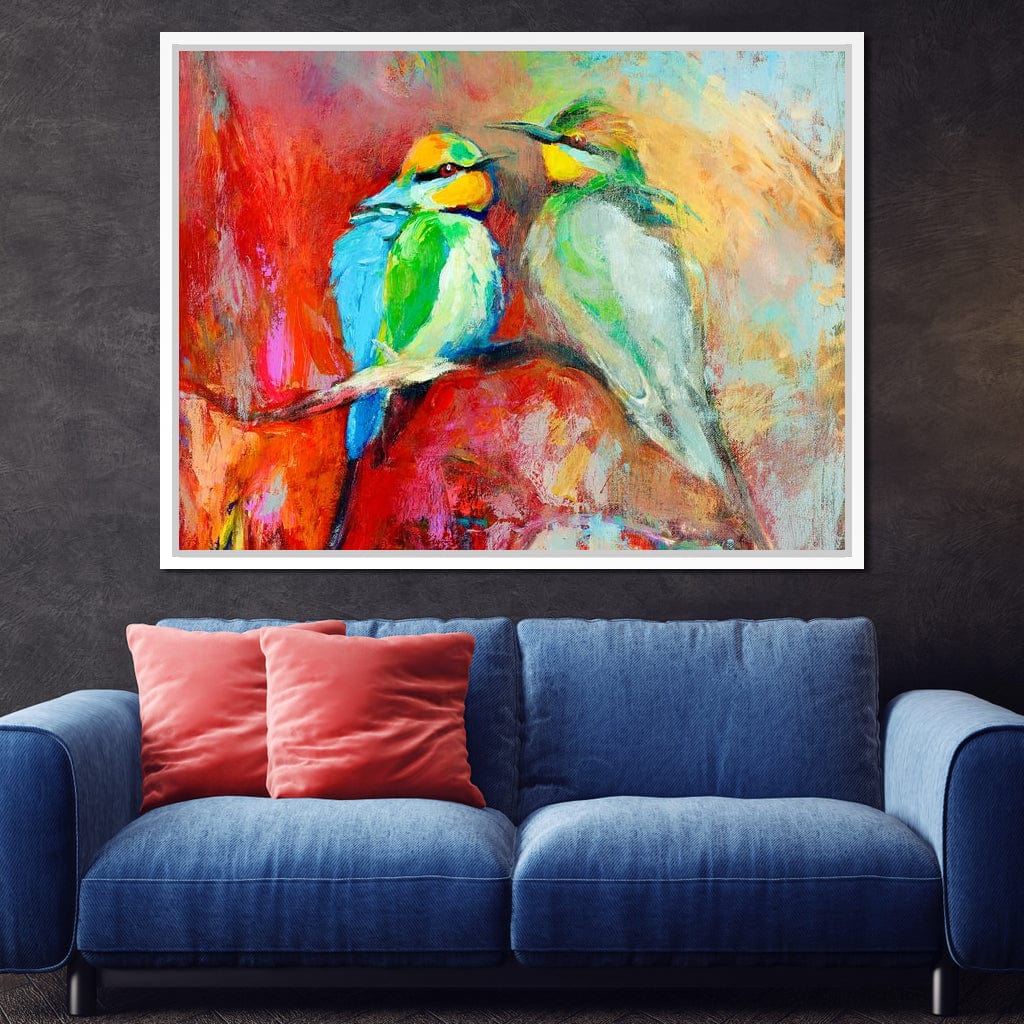 Blue-Tailed Birds Canvas Wall Art