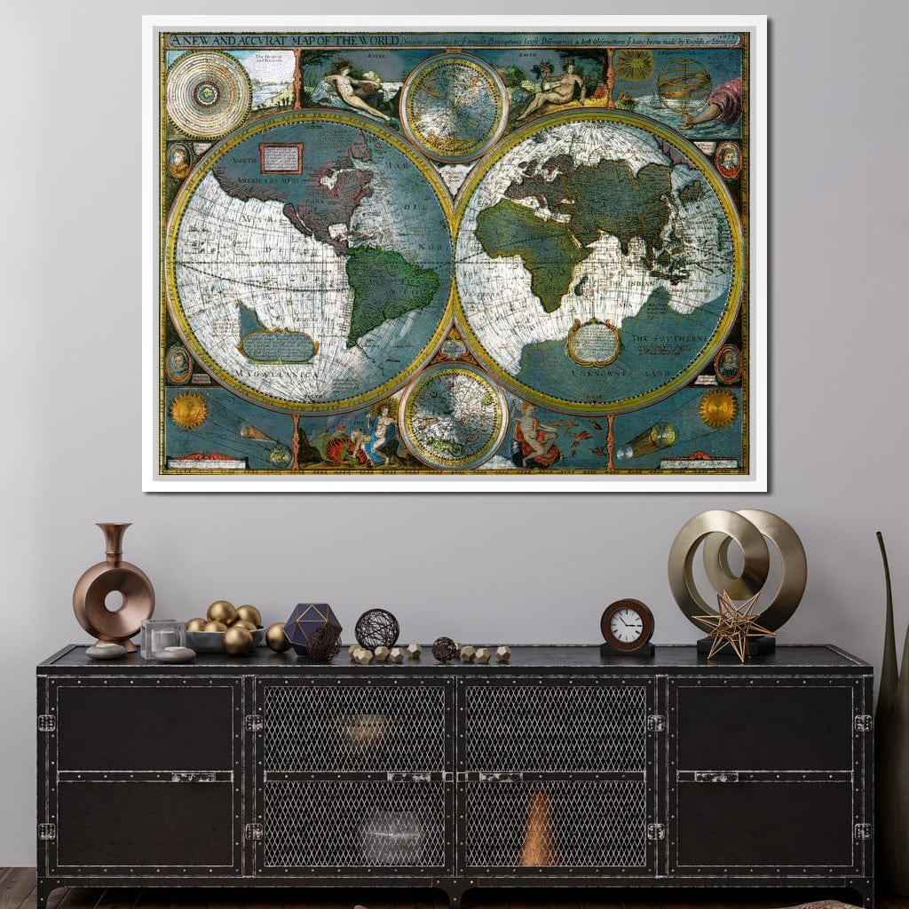 Ancient Historical Map of the World Canvas Wall Art