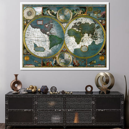 Ancient Historical Map of the World Canvas Wall Art
