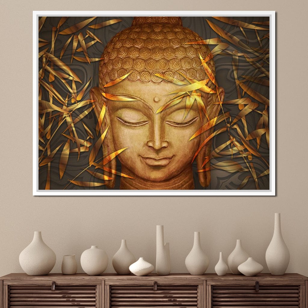 Smiling Golden Buddha Canvas Wall Art