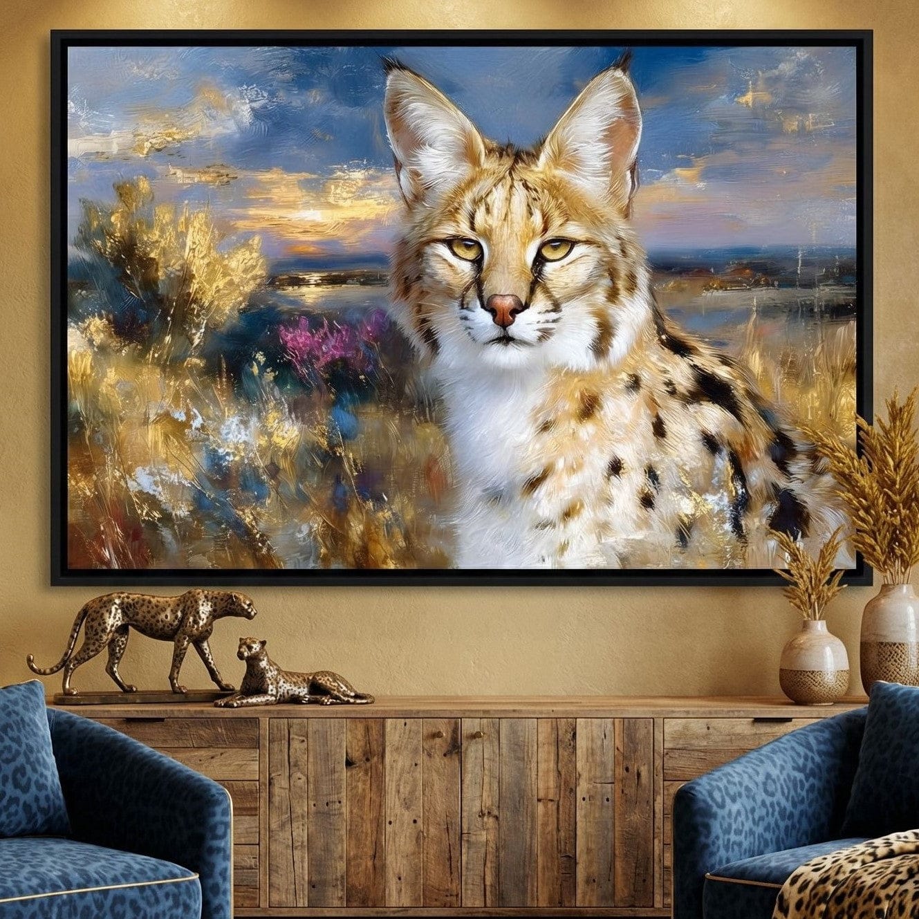Savanna Serval Sunset Glow Canvas Wall Art