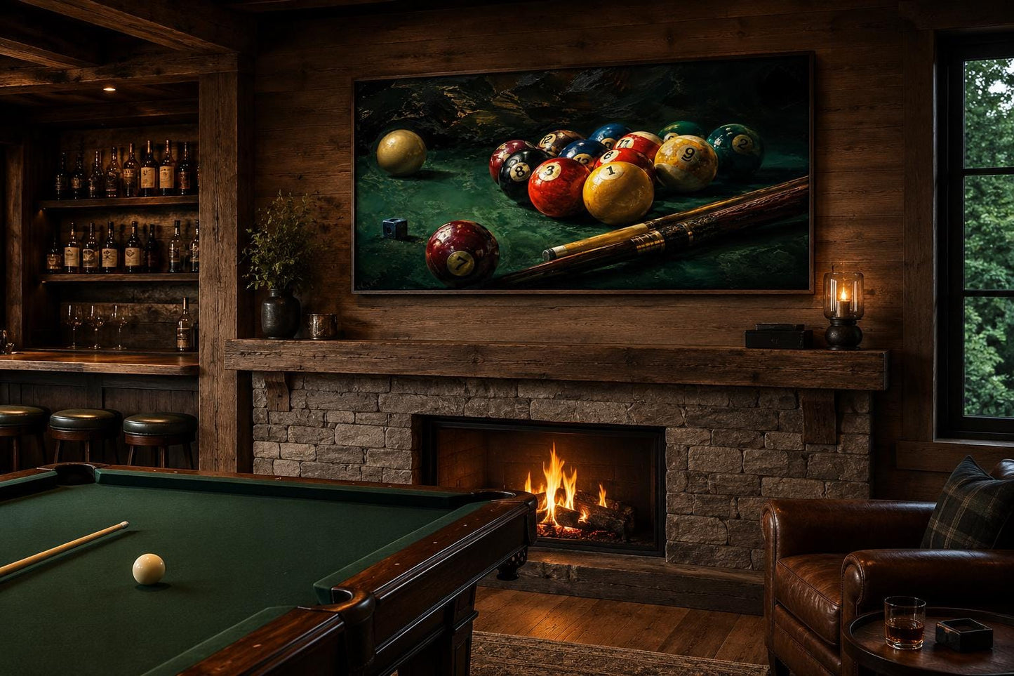 Billiard Balls Canvas Print – Realistic Pool Table Wall Art for Game Room Decor