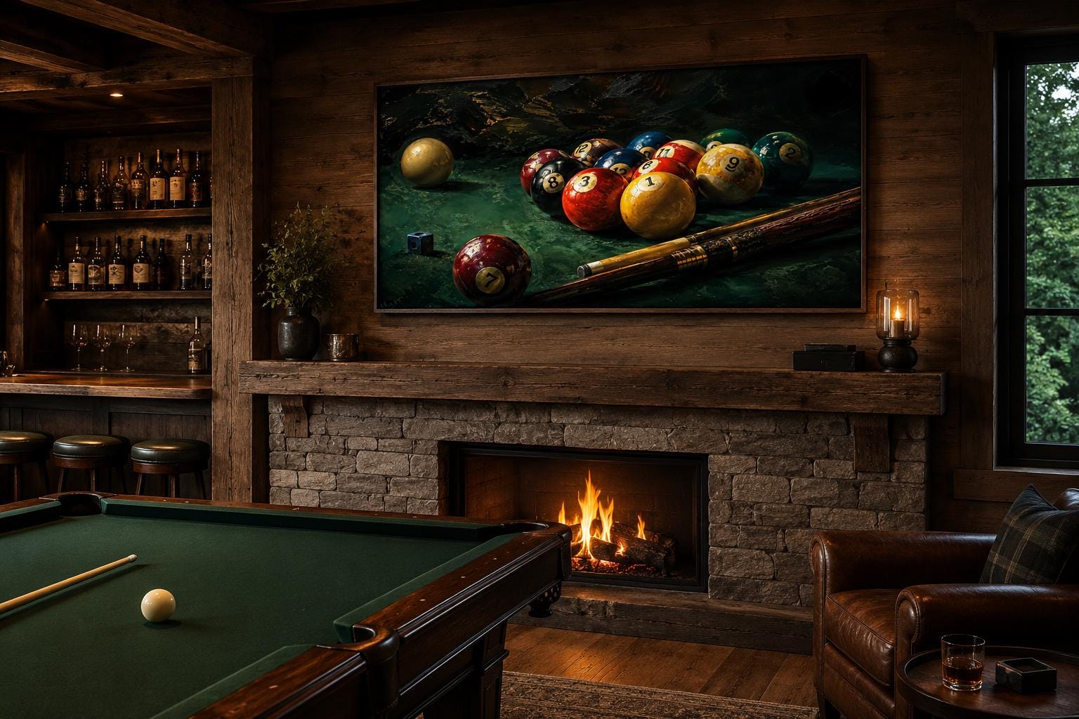Billiard Balls Canvas Print – Realistic Pool Table Wall Art for Game Room Decor
