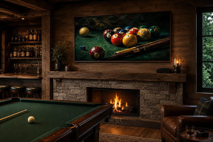 Billiard Balls Canvas Print – Realistic Pool Table Wall Art for Game Room Decor