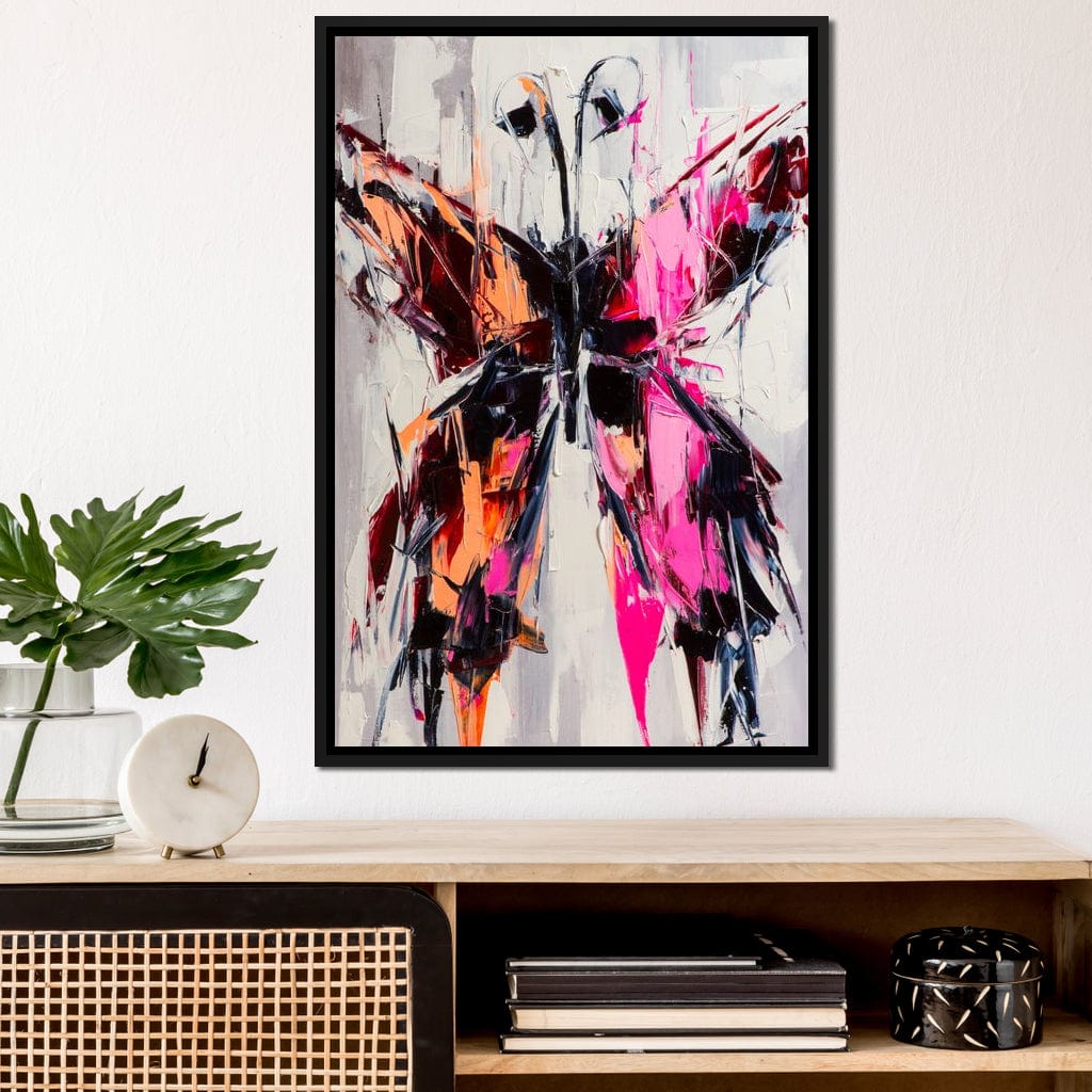 Orange & Pink Butterfly Canvas Wall Art