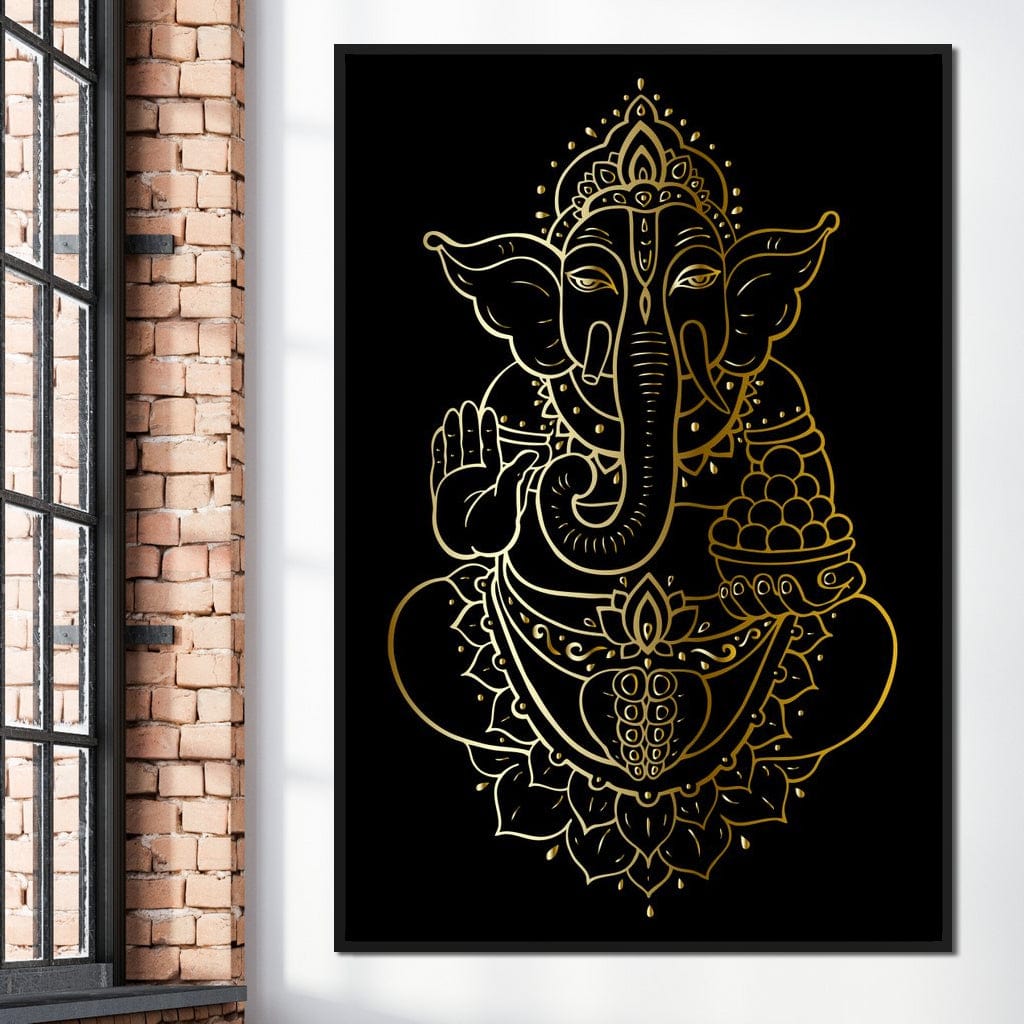Golden Ganesha Canvas Wall Art