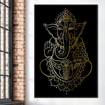 Golden Ganesha Canvas Wall Art