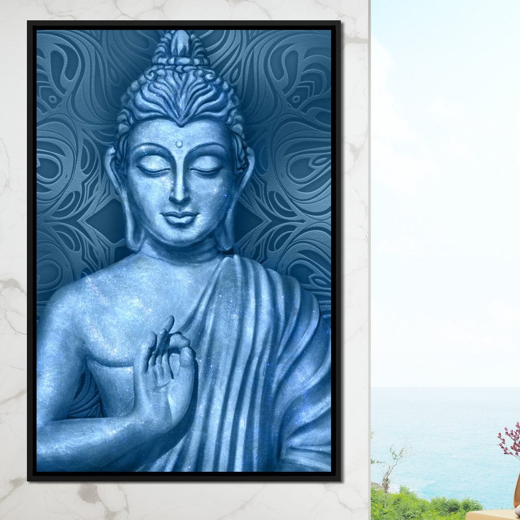 Blue Meditating Buddha Canvas Wall Art