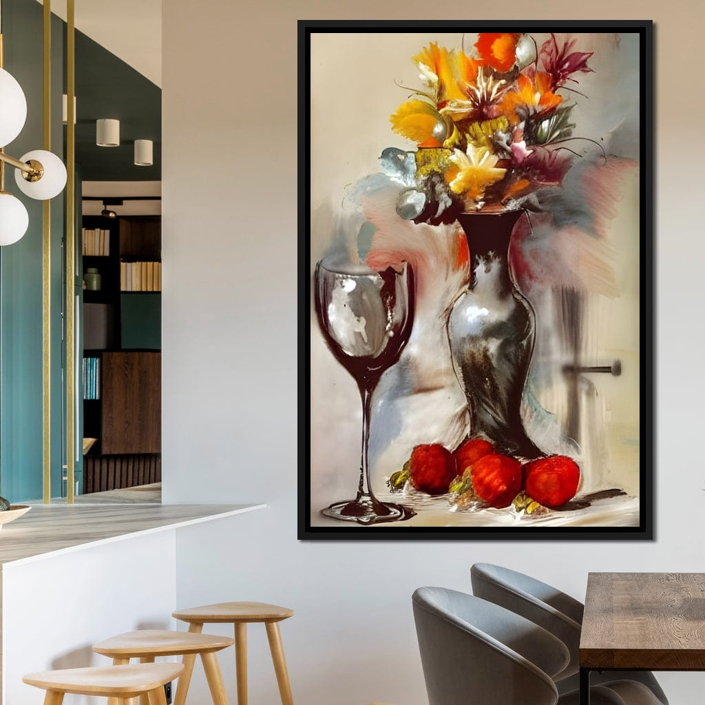 Abstract Wine & Flowers 02 Canvas Wall Art