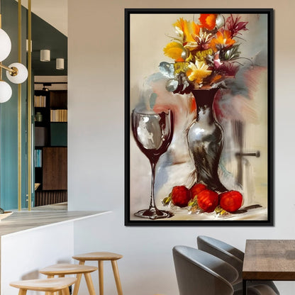 Abstract Wine & Flowers 02 Canvas Wall Art