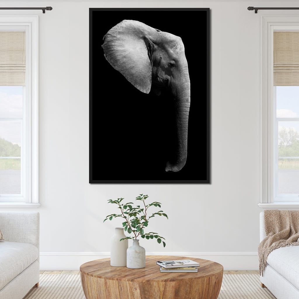 Black and White Elephant Head Canvas Wall Art