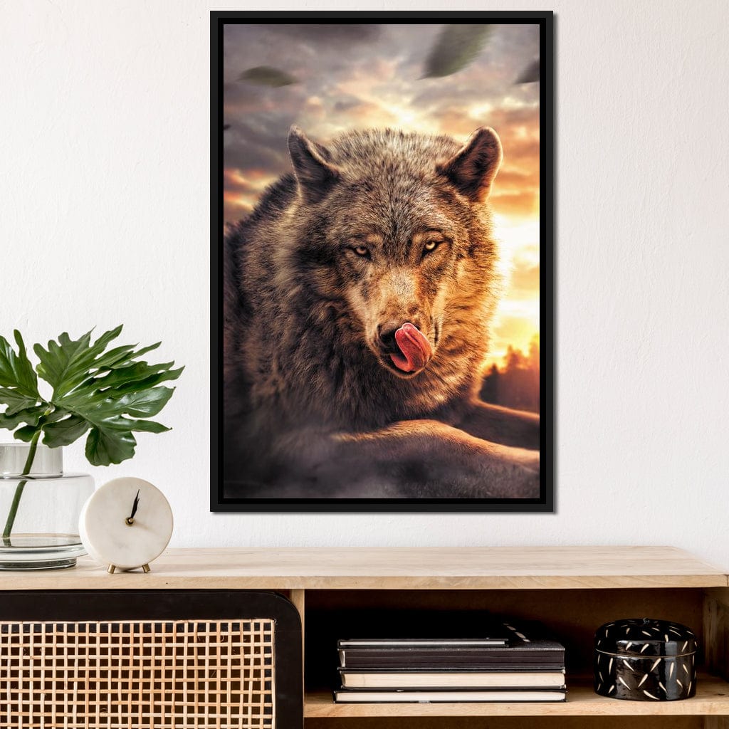 Wolf Sunset Canvas Wall Art