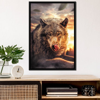 Wolf Sunset Canvas Wall Art
