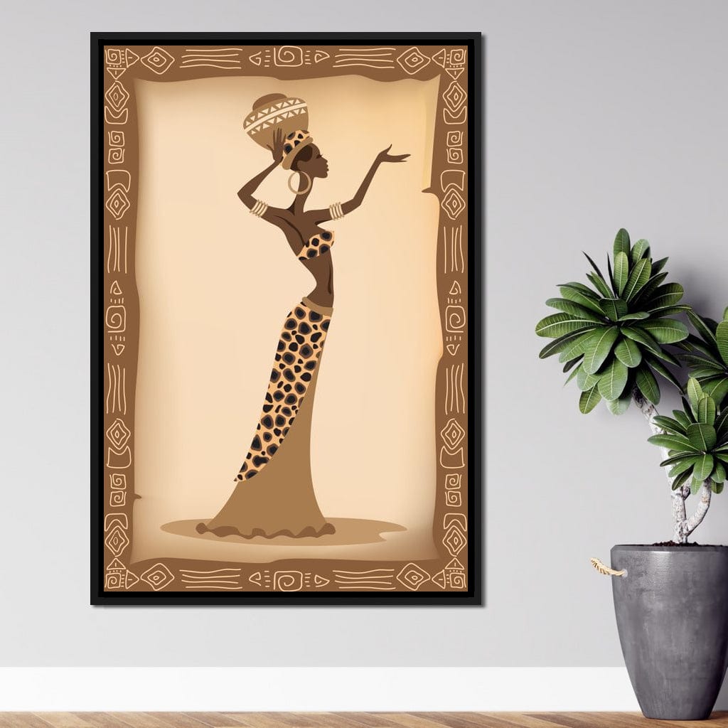 Traditional African Woman With Leopard Dress Canvas Wall Art