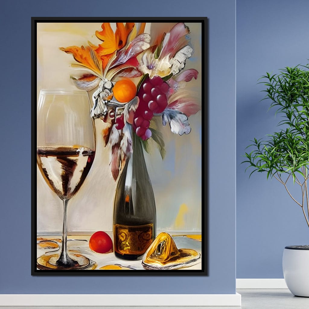 Abstract Wine & Flowers 05 Canvas Wall Art