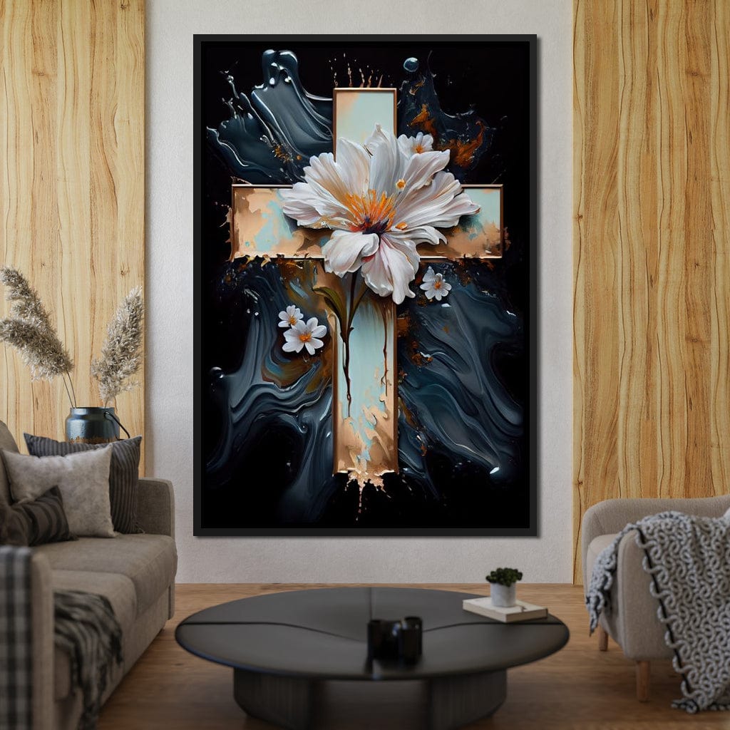 Floral Cross 02 Canvas Wall Art