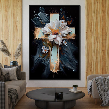 Floral Cross 02 Canvas Wall Art