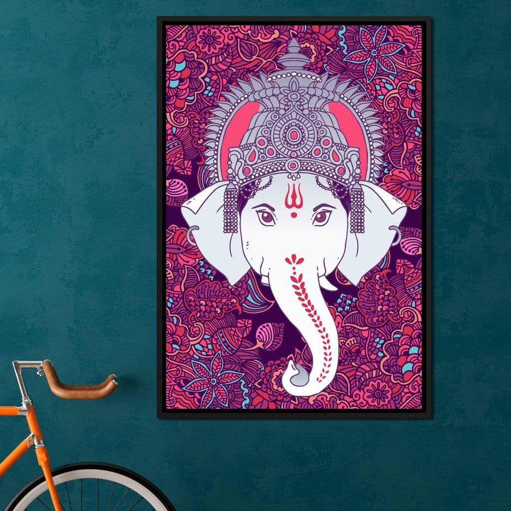 Hindu Lord Ganesha in Pink Canvas Wall Art
