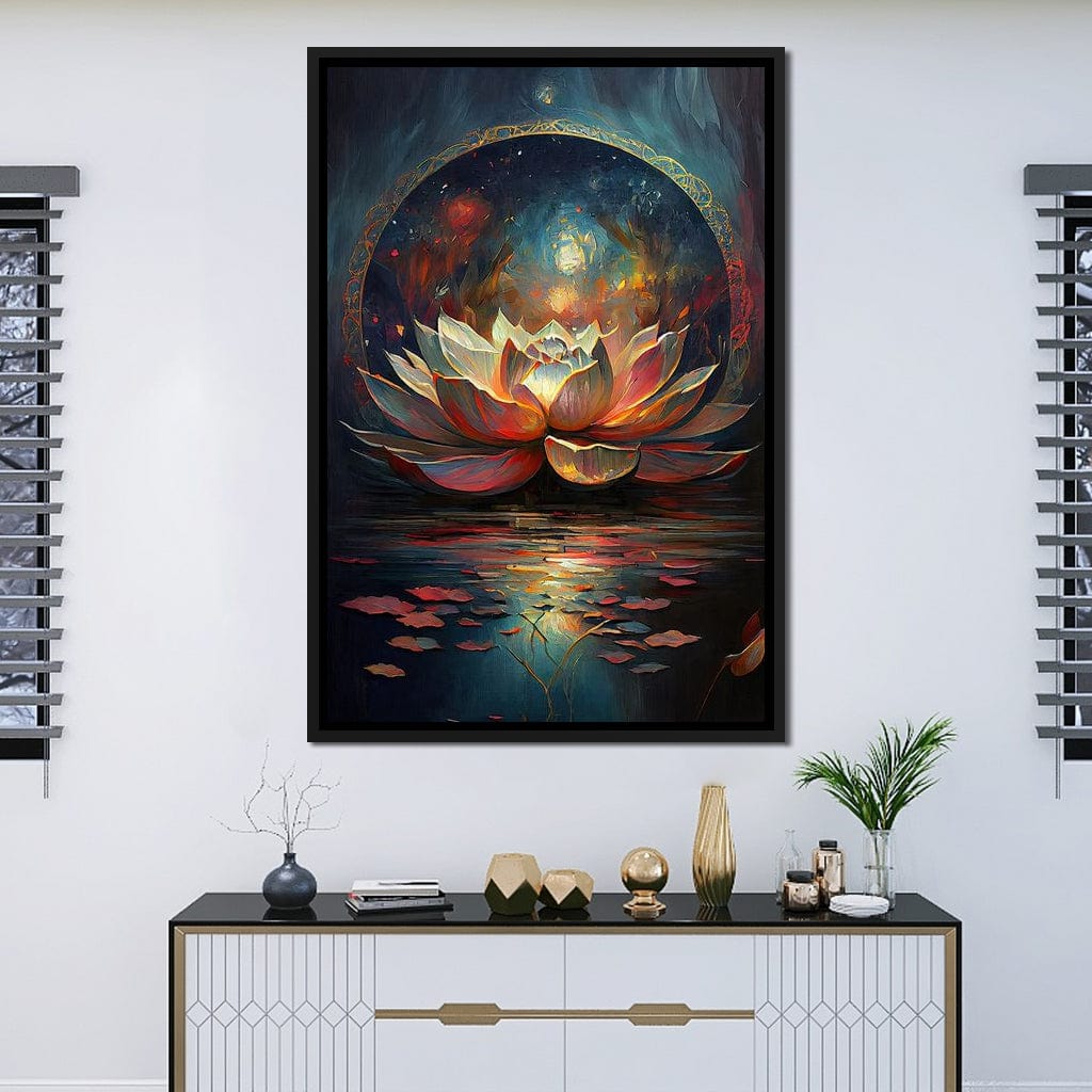Midnight Lotus Flower Canvas Wall Art