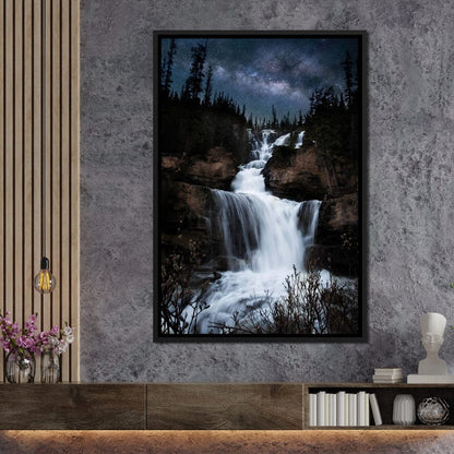 Milky Way Waterfall Canvas Wall Art