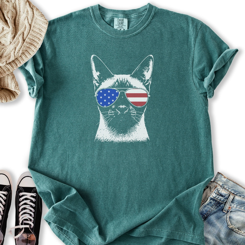 USA Aviator Siamese Cat Relaxed Tee