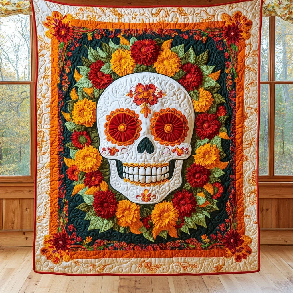 Celestial Calavera Quilt Blanket
