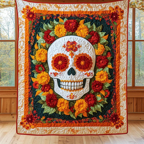 Celestial Calavera Quilt Blanket