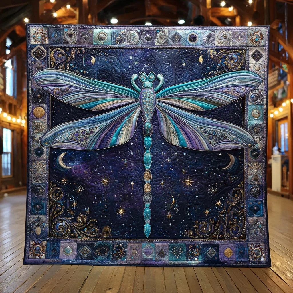 Celestial Dragonfly Quilt Blanket