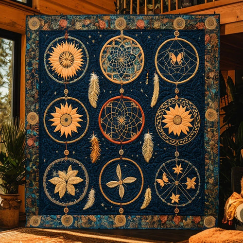 Celestial Dreamcatcher Glow Quilt Blanket