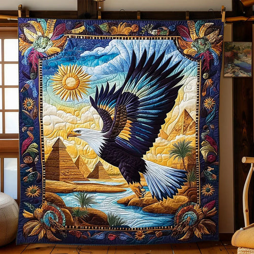 Celestial Eagle Pyramid Quilt Blanket