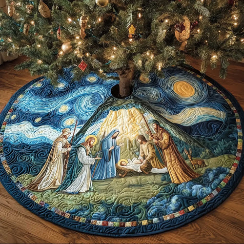 Celestial God Christmas Quilted Tree Skirt