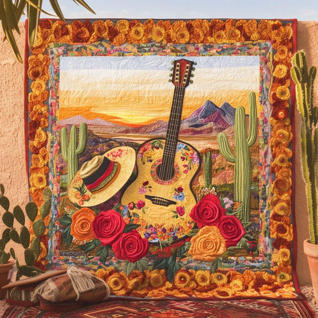Celestial Guitar Quilt Blanket