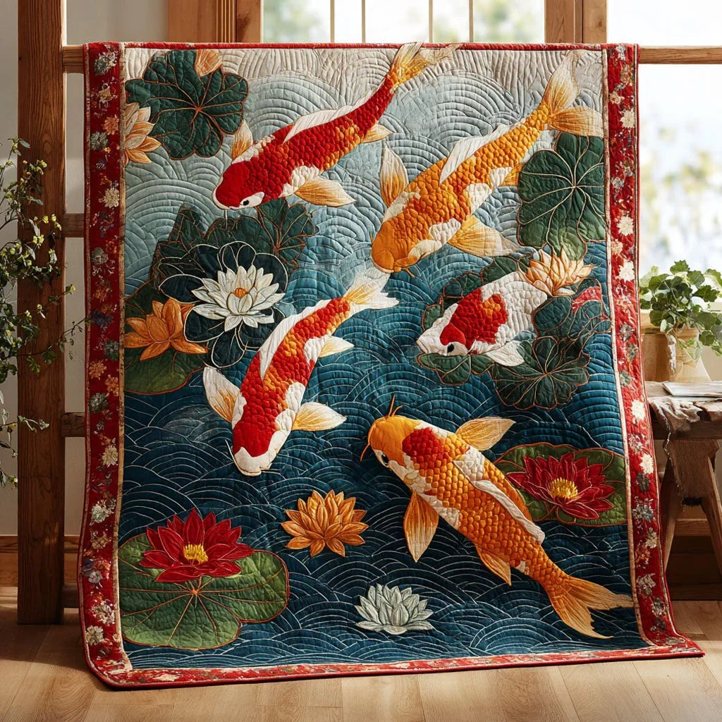 Celestial Koi Quilt Blanket