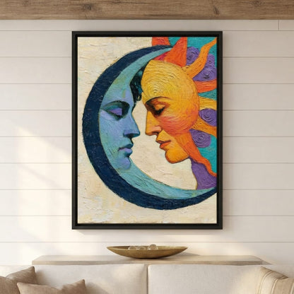 Celestial Lovers Meeting Across Time Canvas Wall Art