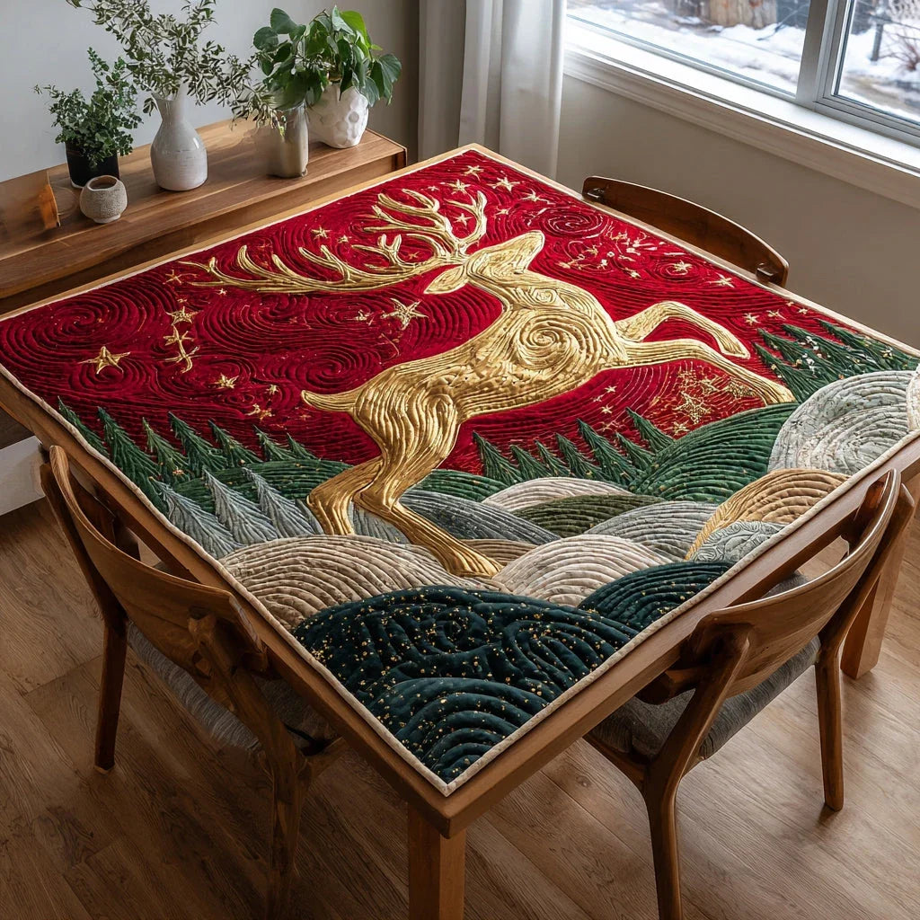 Celestial Reindeer Quilted Table Topper