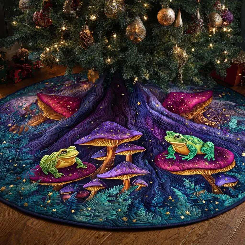 Celestial Shroom Forest Quilted Tree Skirt