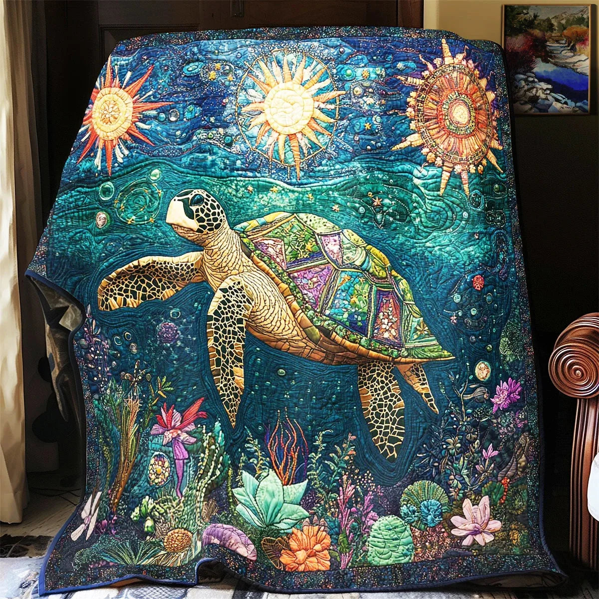 Celestial Turtle Quilt Blanket